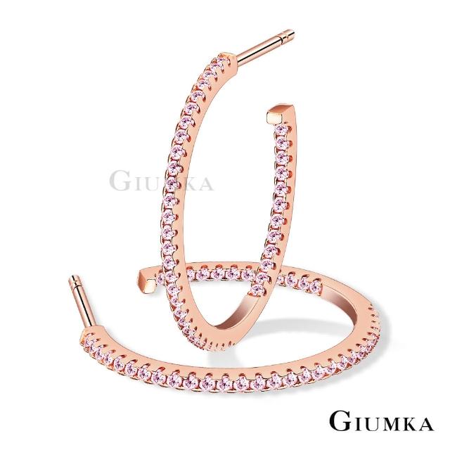 【GIUMKA】純銀耳環．C型．23mm．雙邊粉鑽(夜店．送禮)