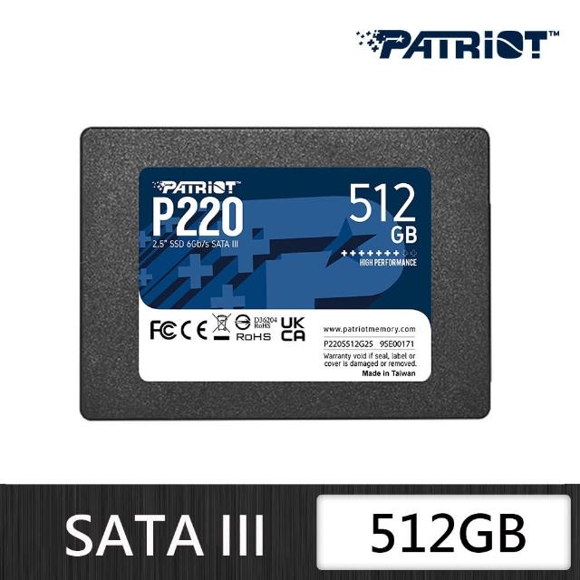 【PATRiOT 博帝】P220 SATA III 2.5吋 512GB SSD固態硬碟