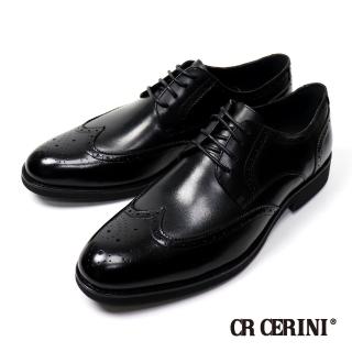 【CR CERINI】經典雕花翼紋綁帶德比鞋 黑色(CR21872-BL)