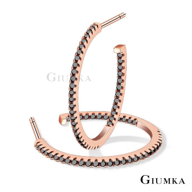 【GIUMKA】純銀耳環．C型．19mm．雙邊黑鑽(夜店．送禮)