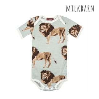 【Milkbarn】嬰兒 竹纖維包屁衣-短袖-獅子(包屁衣 嬰兒上衣)