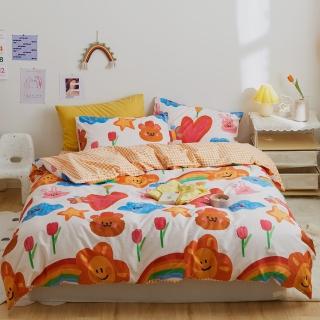【LASOL 睡眠屋】100%精梳棉兩用被床包枕套組 雙人(寶寶夢境B)