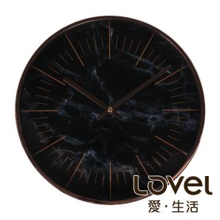 【WUZ 屋子】LOVEL 30cm大理石玫瑰金框靜音壁掛時鐘-黑(MP721-BK)