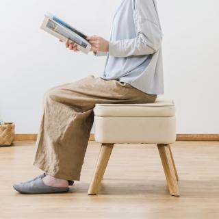 【IRIS】收納椅凳FAC-OT(橡膠木/化妝椅/矮凳)