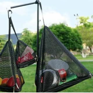 【May Shop】CLS戶外三角形曬網可折疊儲物收納網野營懸掛網置物籃PVC掛網袋
