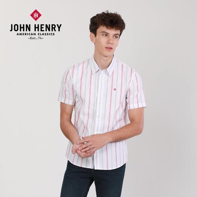 【JOHN HENRY】條紋相間短袖襯衫