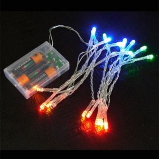 【聖誕裝飾品特賣】聖誕燈 LED燈串20燈電池燈(四彩色光/透明線 高亮度又環保)