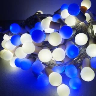 【聖誕裝飾品特賣】聖誕燈100燈LED圓球珍珠燈串(插電式/藍白光/透明線 附控制器跳機 高亮度又省電)