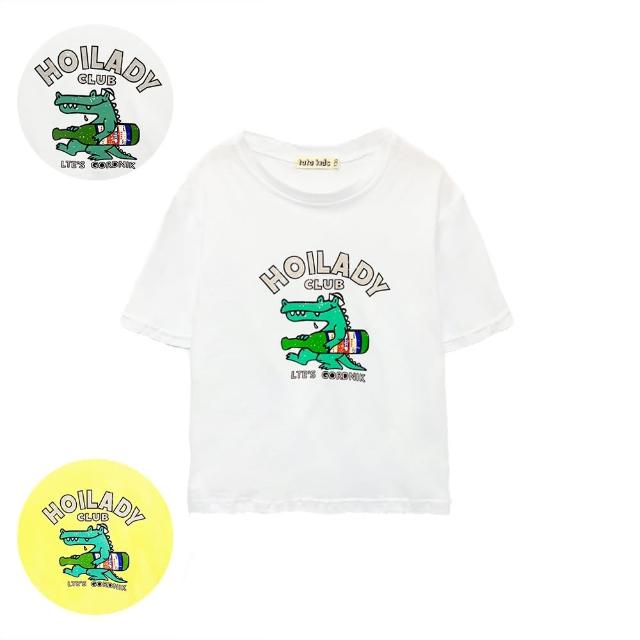【TATA KIDS】童裝 斑駁感鱷魚字母印花T恤(共二色 100-150)