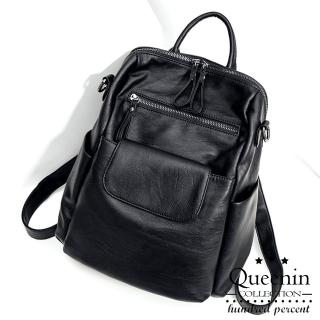 【DF Queenin】韓版優質設計仿皮款側背後背包