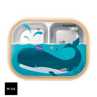 【HOLA】Cuitisan 酷藝師 不鏽鋼兒童餐具 酷夢系列-小鯨三格餐具-月光亮黃