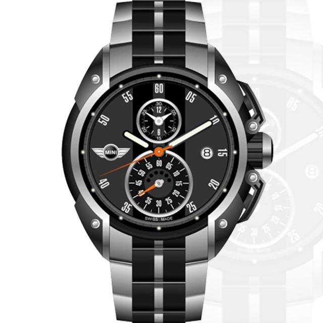 【MINI Swiss Watches】超跑競速時尚計時不鏽鋼腕錶(45mm/ MINI-09)