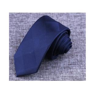 【拉福】藍底大格紋窄版領帶窄領帶手打領帶(藍色)
