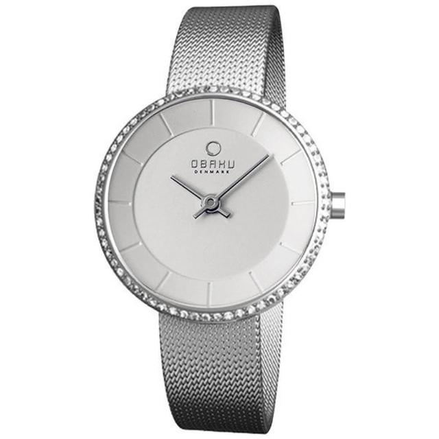 【OBAKU】雅悅媛式晶鑽時尚米蘭腕錶-銀白(V146LCIMC2)