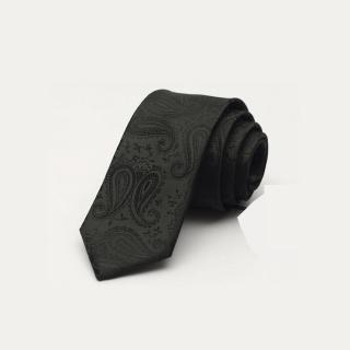 【拉福】腰果紋6CM中窄版領帶拉鍊領帶(黑色紋)