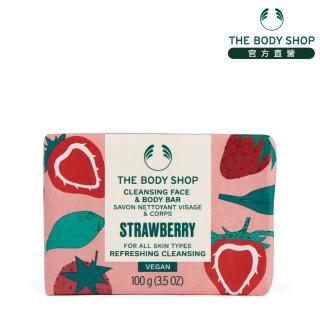 【THE BODY SHOP 美體小舖】草莓嫩白臉部&身體潔膚皂(100G/肥皂/香皂)