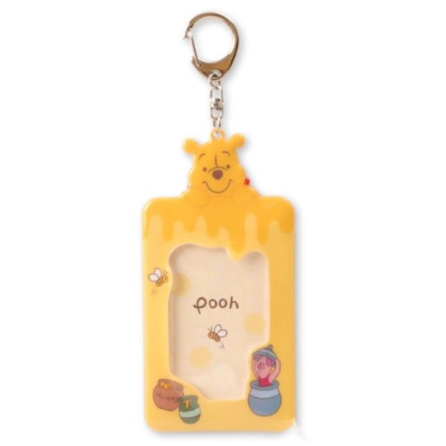 【小禮堂】迪士尼 小熊維尼 造型票卡收納套鑰匙圈 - 黃蜂蜜罐款(平輸品)