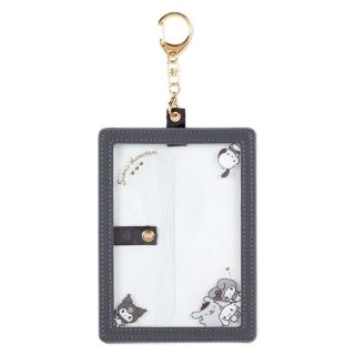 【小禮堂】Sanrio大集合 照片收納收納套鑰匙圈 - 鐵灰色 偶像應援(平輸品)