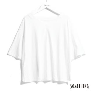 【SOMETHING】女裝 V領LOGO後染短袖T恤(白色)