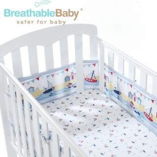 【英國 BreathableBaby】透氣嬰兒床圍 全包型(18431海洋帆船款)