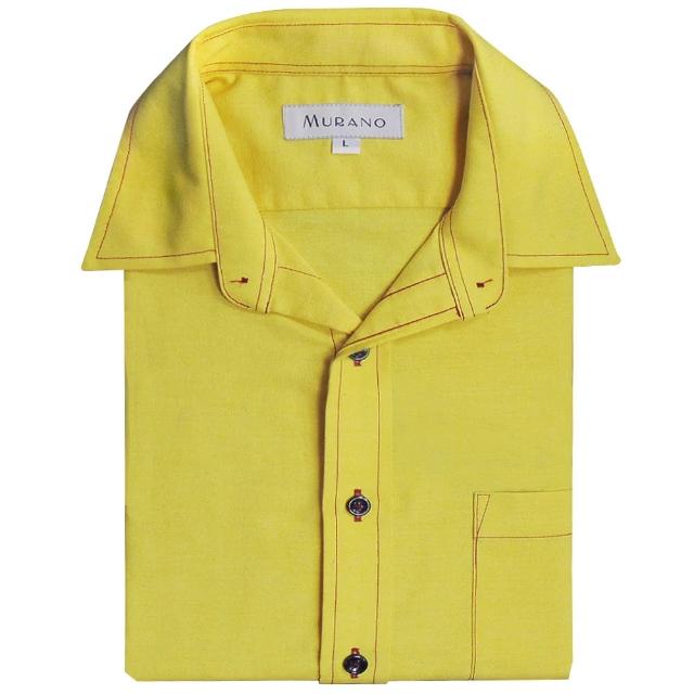 【MURANO】CVC牛津布長袖襯衫(台灣製、現貨、牛津、黃色)