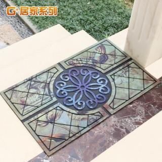 【G+ 居家】古典雕花橡膠植絨迎賓戶外地墊(58x90cm 巴洛克)