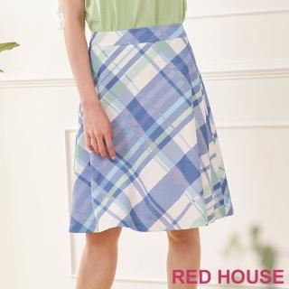 【RED HOUSE 蕾赫斯】柔和配色格紋A字裙(共2色)