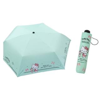 【小禮堂】Hello Kitty 抗UV摺疊雨陽傘 - 綠小熊款(平輸品)