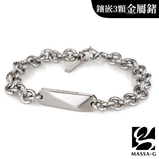 【MASSA-G 】燦光 金屬鍺錠白鋼圓型手鍊(3個鍺)