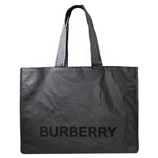 【BURBERRY 巴寶莉】簡約經典LOGO輕量尼龍肩背大托特包購物包(深灰)