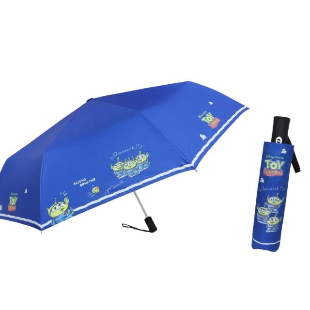 【小禮堂】迪士尼 三眼怪 抗UV自動雨陽傘 - 藍站姿款(平輸品)