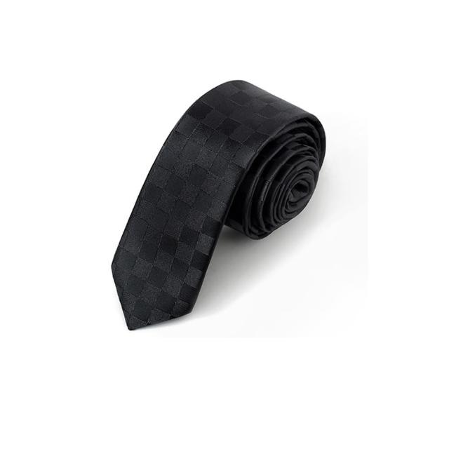 【拉福】格紋6cm窄版領帶手打領帶(黑色)