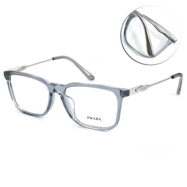 【PRADA 普拉達】方框 膠框光學眼鏡(透藍#VPR05ZF 19F1O1-56mm)