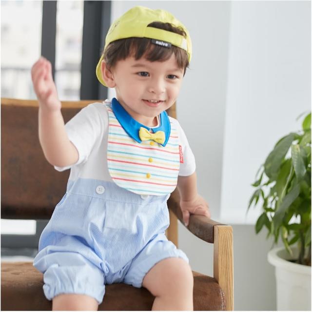 【baby童衣】短袖假兩件造型連身衣附圍兜 2件套 60358(共1色)