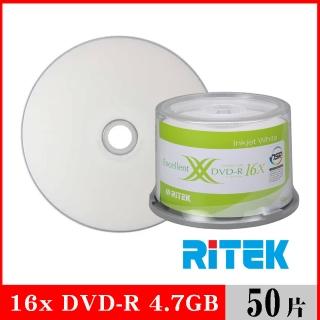 【RITEK錸德】16x DVD-R 4.7GB 珍珠白滿版可列印式/50片布丁桶裝