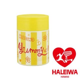 【日本HALEIWA】小花附匙不銹鋼食物保溫杯罐420ml-黃色-中(HGBFS-420YY)