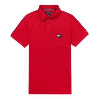 【Tommy Hilfiger】TOMMY 經典貼布大Logo短袖POLO衫 上衣-紅色(平輸品)