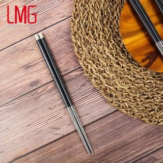 【LMG】黑合金316不銹鋼筷5雙組 22.6cm(黑合金筷 高硬度 耐高溫 防滑防燙)