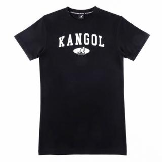 【KANGOL】洋裝 黑色 白LOGO 長版 連身裙 短袖 女(6322158220)