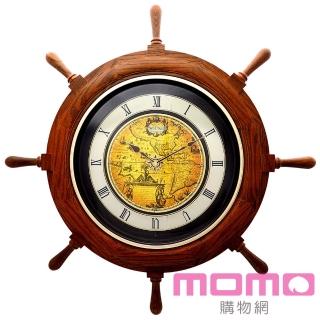 【RHYTHM日本麗聲】航海時代船舵造型音樂舞台報時掛鐘(實木外框)