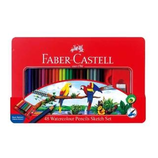 【Faber-Castell】輝柏 水彩色鉛筆 附水彩筆 鐵盒 48色 /盒 115939