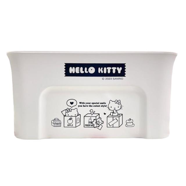 【小禮堂】Hello Kitty 塑膠收納盒 - 白箱子款(平輸品)
