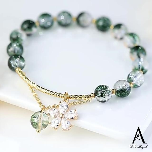【ANGEL】綠櫻花透白水晶串珠手鍊(綠色)