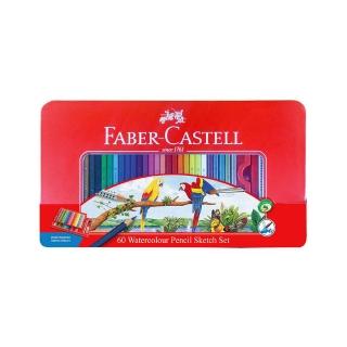 【Faber-Castell】輝柏 水彩色鉛筆 附水彩筆 鐵盒 60色 /盒 115965