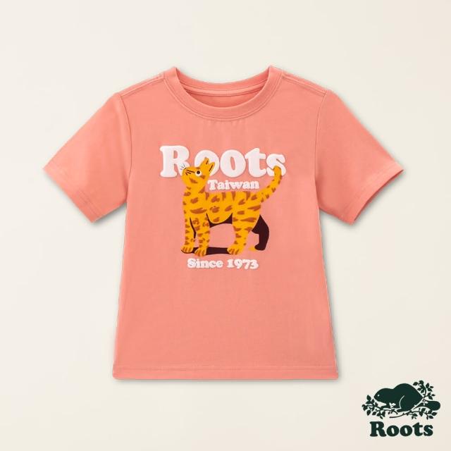 【Roots】Roots小童-Taiwan Day系列 Q版動物短袖T恤(珊瑚粉)