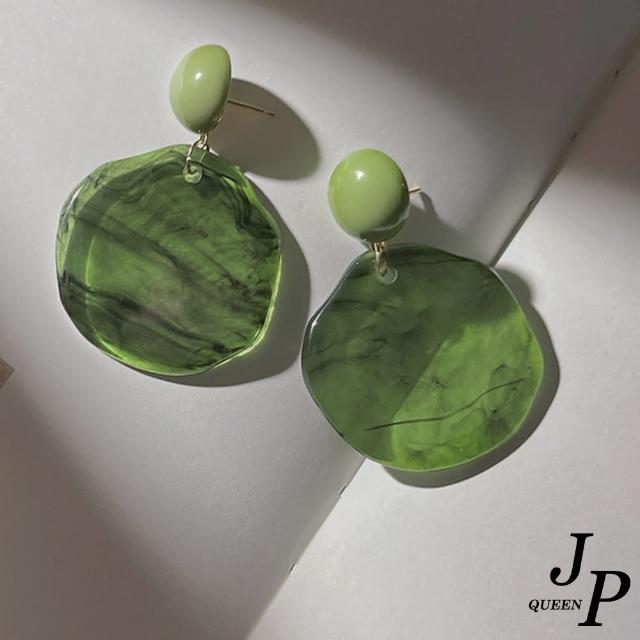 【Jpqueen】日式抹茶漸層壓克力圈圈耳環(綠色)