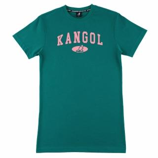 【KANGOL】洋裝 綠 粉LOGO 長版 連身裙 短袖 女(6322158270)