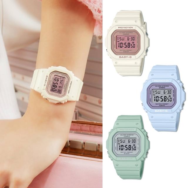 【CASIO 卡西歐】BABY-G 春季色彩方形女錶電子錶(多色任選一款)