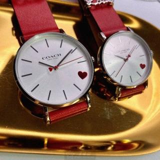 【COACH】COACH手錶型號CH00080(白色錶面銀錶殼大紅色真皮皮革錶帶款)