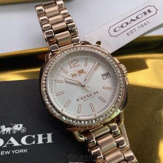 【COACH】COACH手錶型號CH00093(白色錶面香檳金錶殼香檳金精鋼錶帶款)